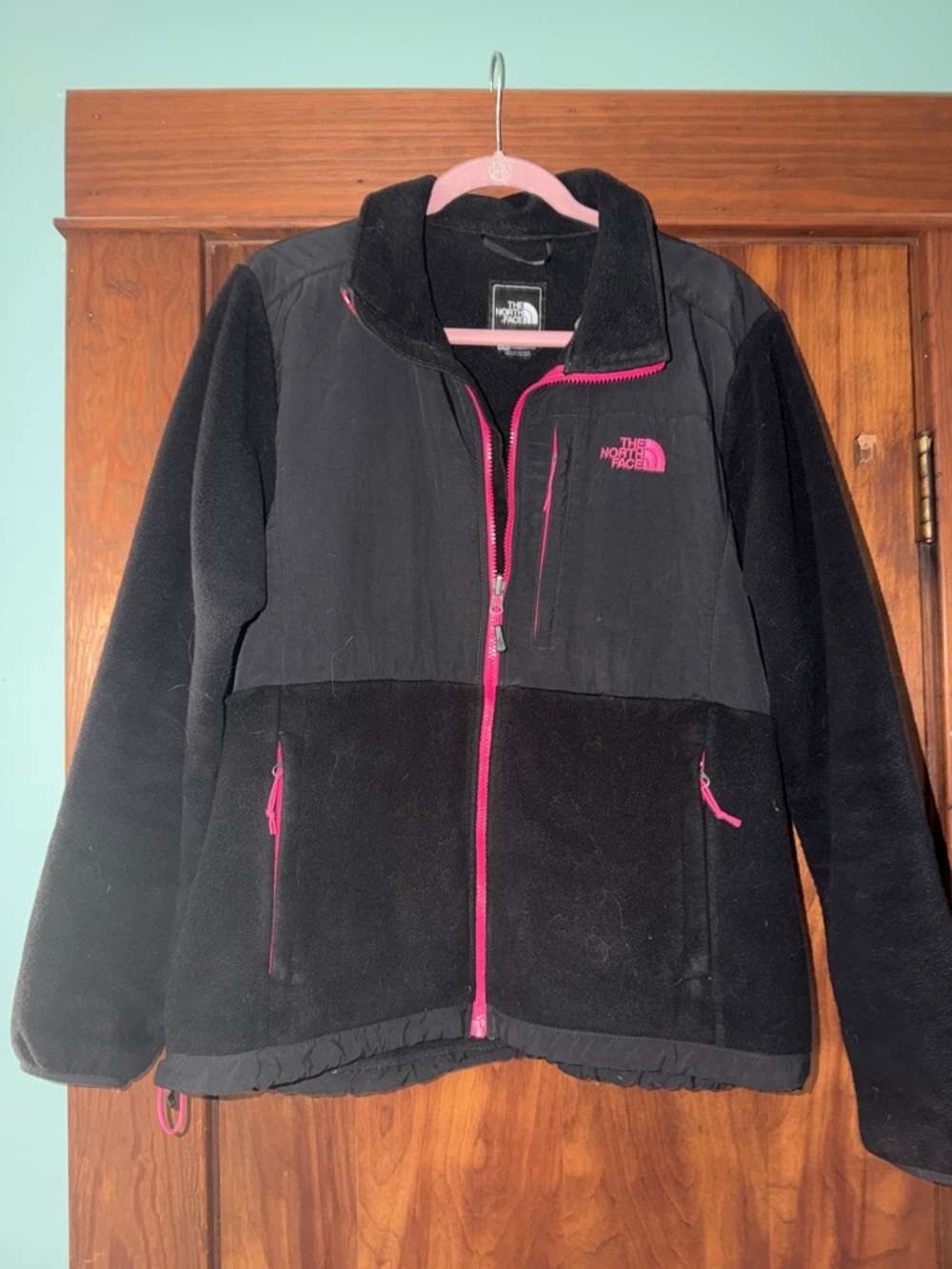 The North Face Black Fleece Jacket with Pink Accents Womens XL